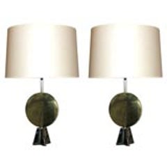 Pair of French Modernist Art Deco Cubist Table Lamps 6