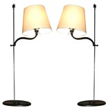 A Pair of Adjustable Reading Lamps with Shades