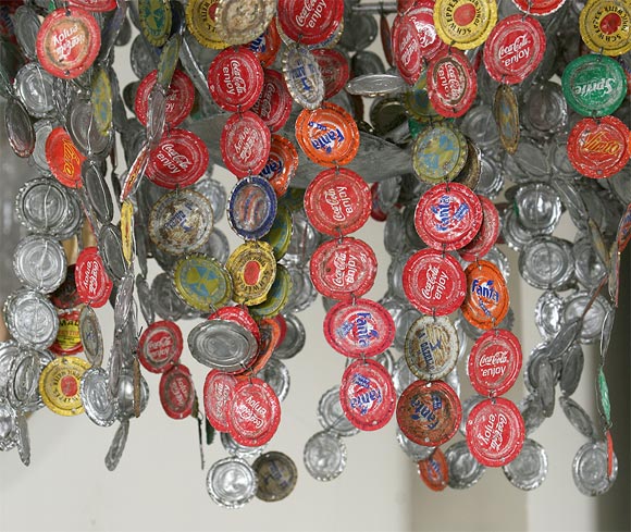 African Bottle cap chandelier
