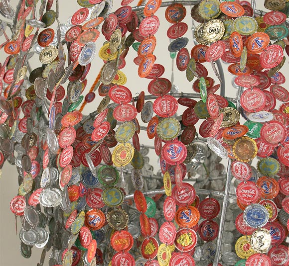 Bottle cap chandelier 1