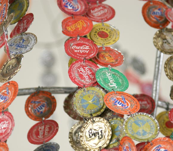Bottle cap chandelier 2