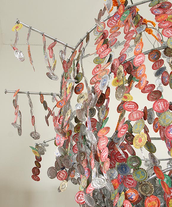 Bottle cap chandelier 4
