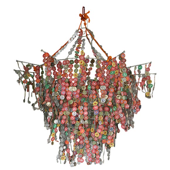 Bottle cap chandelier