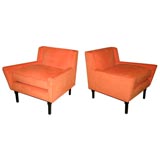 Bright orange ultrasuede armchairs