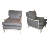 Pair of bleached mahogany lounge chairs