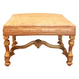 French Louis XIV Style Stool With Aubusson Cover