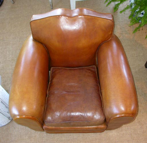 Mid-20th Century Large Scale Mustache Back Leather Club Chairs For Sale