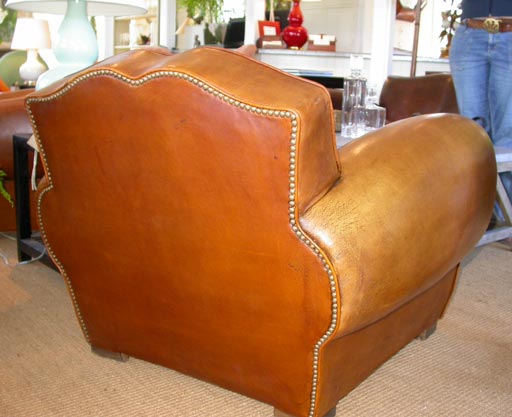 Large Scale Mustache Back Leather Club Chairs For Sale 1