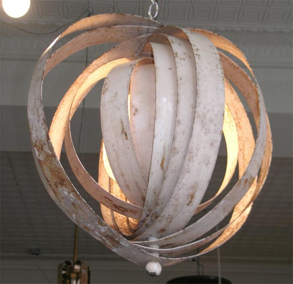 Steel Pair of painted steel globe fixtures by Verner Panton