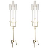 Pair Tommi Parzinger Brass Standing Lamps