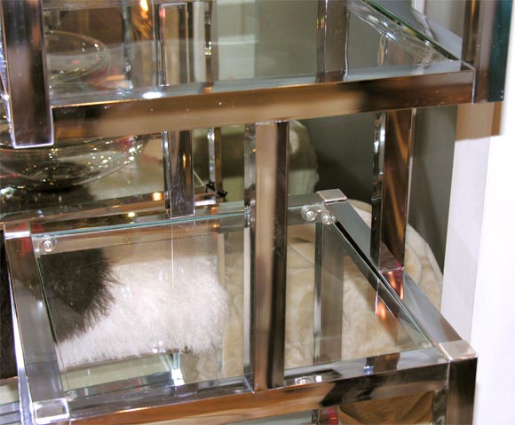 Modern Chrome Shelving Unit or Bookcase, C 1960, Chrome, Midcentury Design In Good Condition For Sale In New York, NY