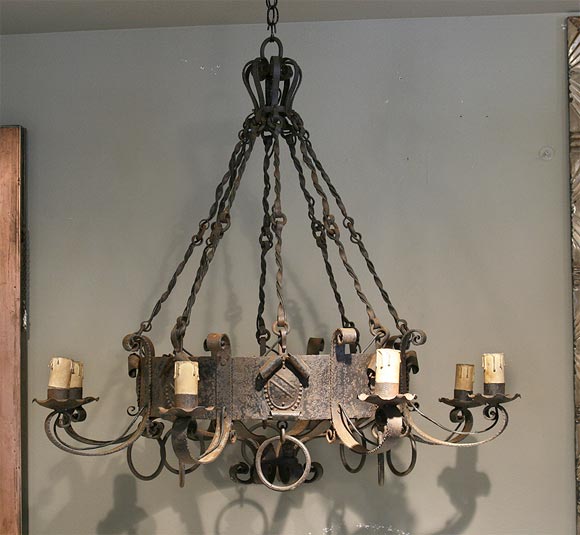 Large eight-arm Tudor style chandelier.