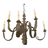 French giltwood and tole 8 arm chandelier.
