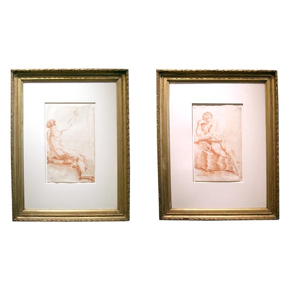 Pair of 18c. life drawings of male model. at 1stDibs