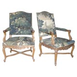 Tapestry covered armchairs