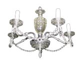 Five Arm Cut Glass and Crystal Bead Chandelier