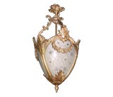 Circa 1920
s Italian Bronze Four Panel Bent Glass Lantern