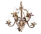 Five Light Bronze Basket Chandelier