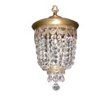 Brass and Draped Crystal Chandelier