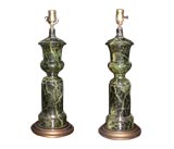 Pair faux finished wood lamps