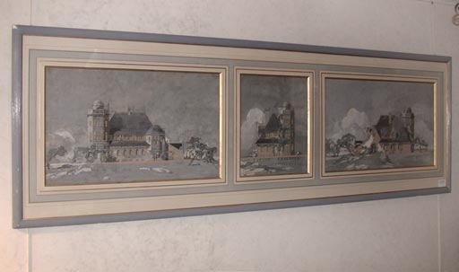 Large Framed Set of 3 Architectural Drawings