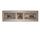 Large Framed Set of 3 Architectural Drawings