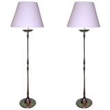 Pair of Nickel Floor Lamps