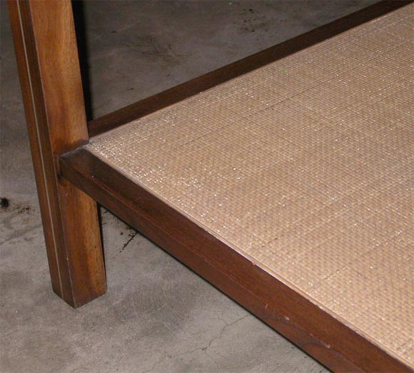 Pr. of grand scale mahogany glass top end tables