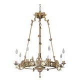 French Bronze and Black Glass Empire Chandelier