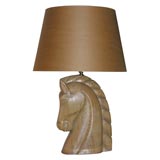 Limed Oak Horse Head Lamp by Billy Haines