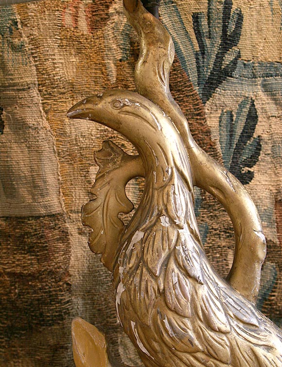 18th Century and Earlier Gilded Bird Fragment Lamps