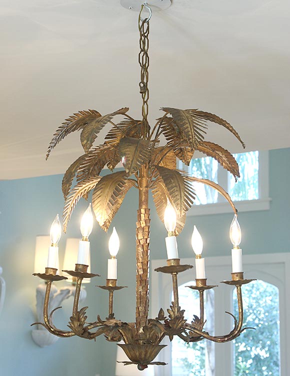 Gilt Metal ""Palm" Chandelier