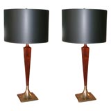 Laurel walnut and brass lamps