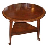 Banded Oak Cricket Table with Shelf