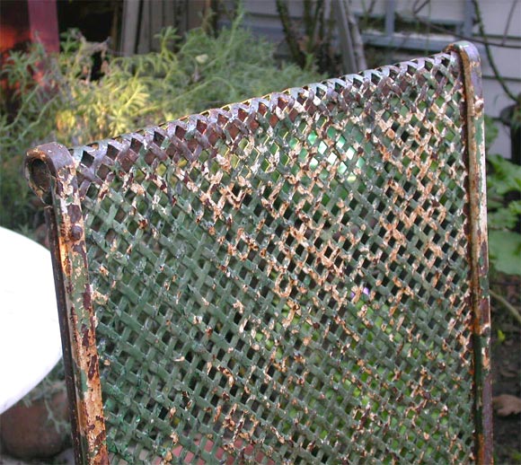 American Pair of 1930's Iron & Spring Steel Garden Chairs