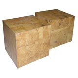 Pr Paul Evans Burl Maple Cube End Tables