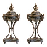 Pair of French Marble Cassolettes