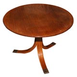 Frits Henningsen Round Coffee Table with Brass Capped Legs