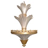French Art Deco Pewter Gilt Metal Chandelier