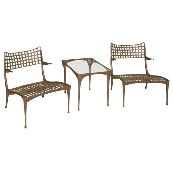 Pair of "Gazelle" Chairs and Side Table by Dan Johnson