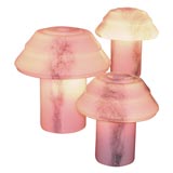 Three Murano Pink Mushroom Lamps