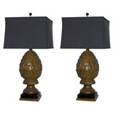 Pair of  Ceramic Artichoke Lamps
