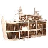 Antique "Great White Fleet" Battleship Folk Art Birdcage