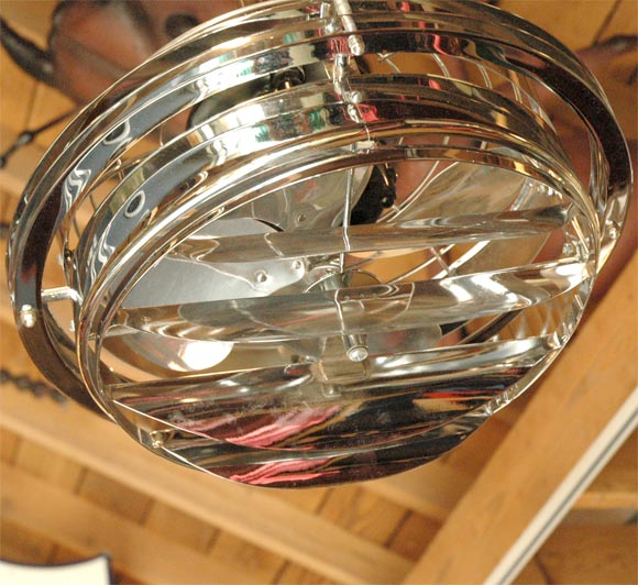 American Art Deco Chromed Ceiling Fan