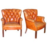 Georgian Style Tufted Leather Arm Chair