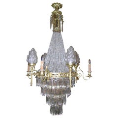 Crystal and Bronze Chandelier
