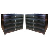 Pair of ebonized bachelor chests with single brass pulls