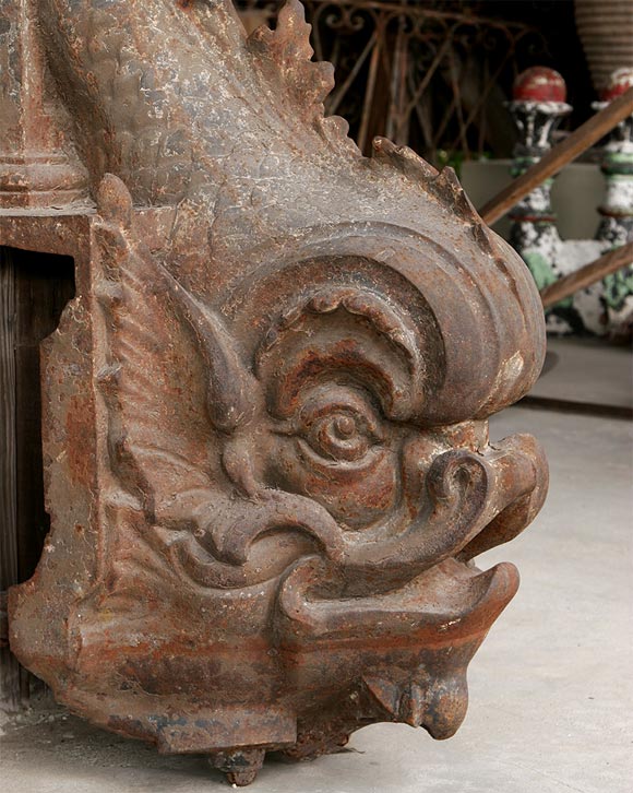 Pair of Cast Iron Dolphin Gargoyles. For Sale at 1stDibs