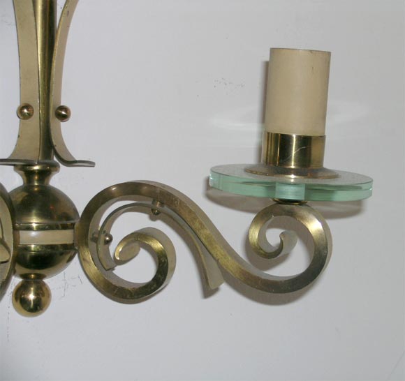 Mid-Century Modern Pair of French Art Deco Wall Sconces For Sale