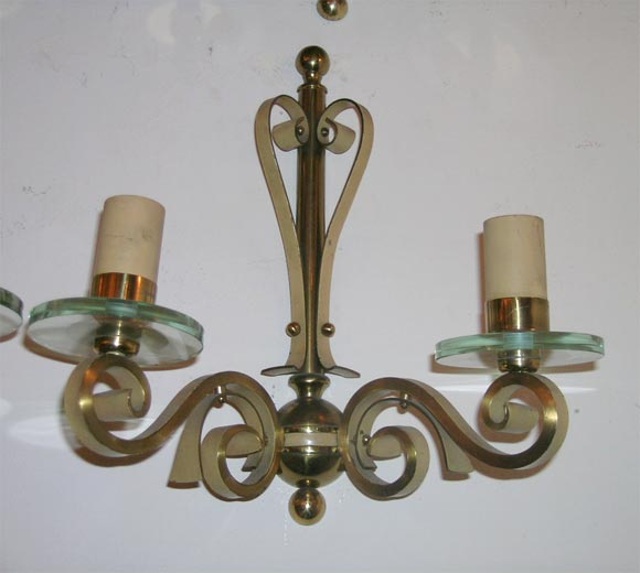 Bronze Pair of French Art Deco Wall Sconces For Sale